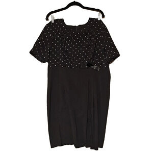 Chiasso Women Size 16 Black Casual Sheath Dress Short Sleeves Polka Dots